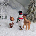 Load image into Gallery viewer, Aleah Klay OOAK Little Brown Bear Cub with Light Blue Knitted Scarf 1:12 Scale

