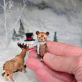 Load image into Gallery viewer, Aleah Klay OOAK Little Brown Bear Cub with Light Blue Knitted Scarf 1:12 Scale
