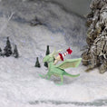 Load image into Gallery viewer, Aleah Klay Tiny Elf Riding Green Dragon with Winter Hat & Wire Reins 1:12 Scale
