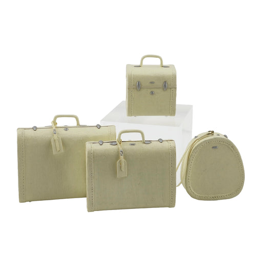 Vintage-Style 4-Piece Cream Luggage Set with Suitcases, Train Case & Hat Box