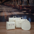 Load image into Gallery viewer, Vintage-Style 4-Piece Cream Luggage Set with Suitcases, Train Case & Hat Box
