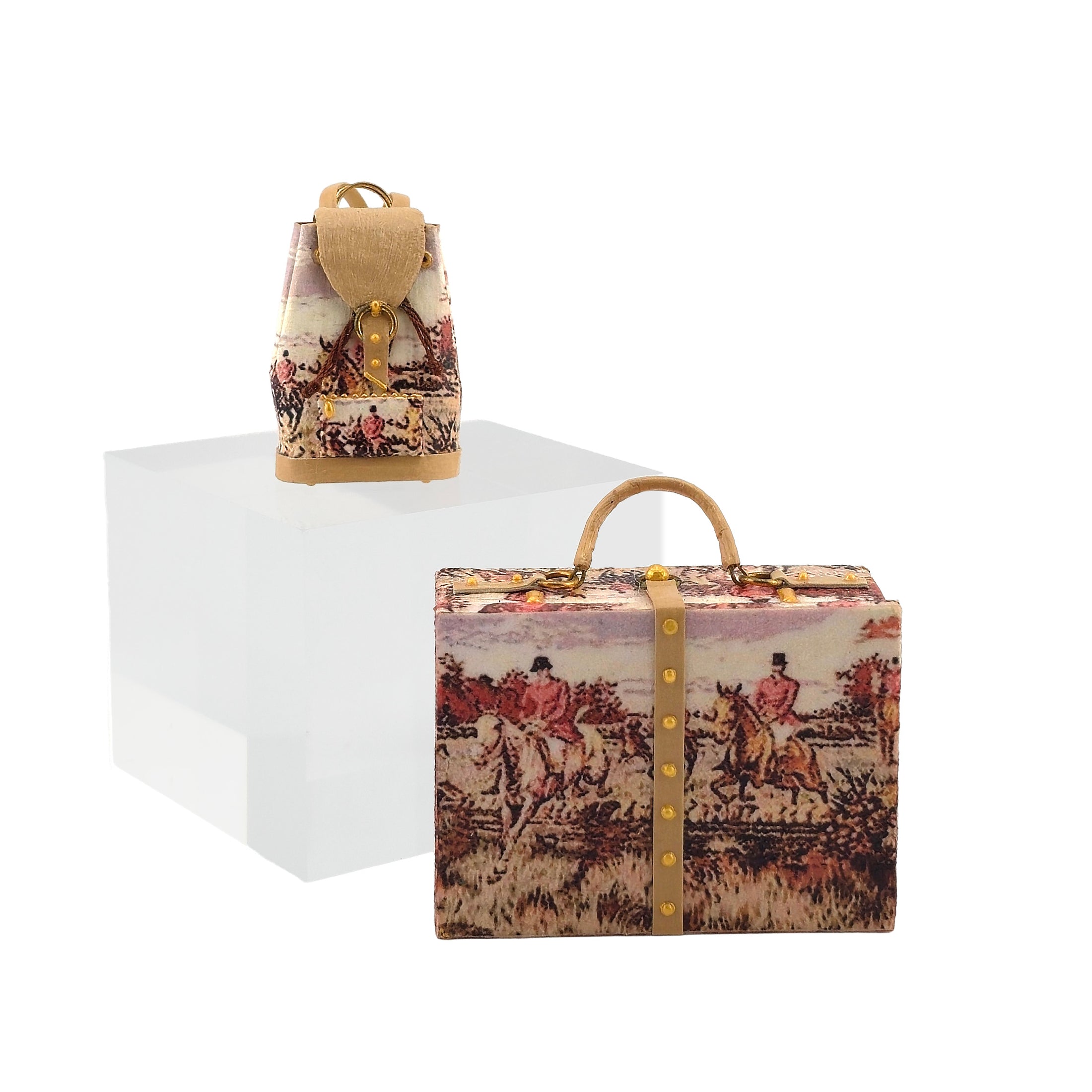 Jilienne Equestrian Fox Hunt Miniature Luggage Set with Suitcase & Backpack