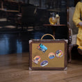 Load image into Gallery viewer, Vintage-Style Miniature Travel Suitcase with Roma & Chamonix Travel Stickers
