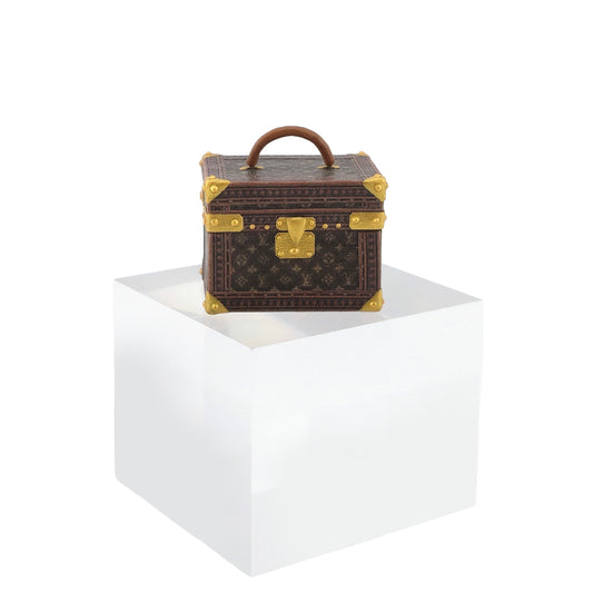Miniature Louis Vuitton-Style Monogram Hardcase Vanity Trunk with Gold Hardware