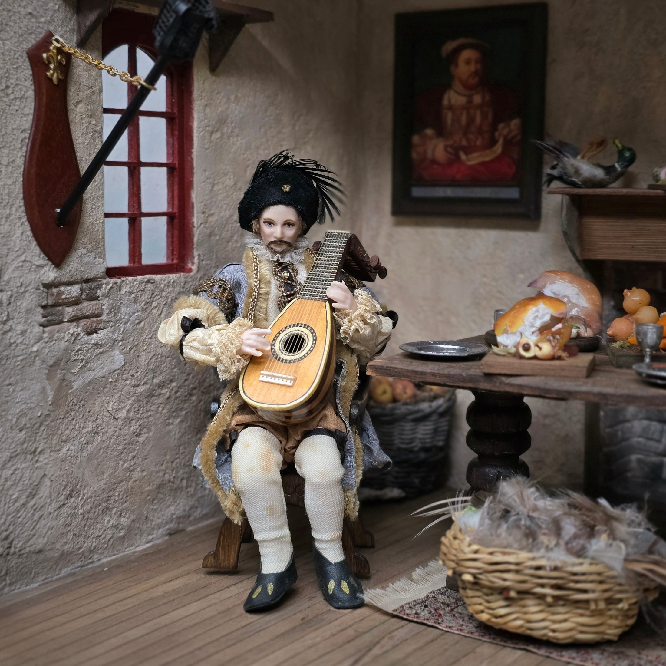 Derdriu Dolls OOAK Tudor Gentleman Porcelain Dollhouse Doll, Poseable