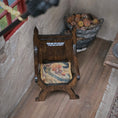 Load image into Gallery viewer, Masters Tudor Carved Wood Armchair with Woven Fringe Seat, Second Chair

