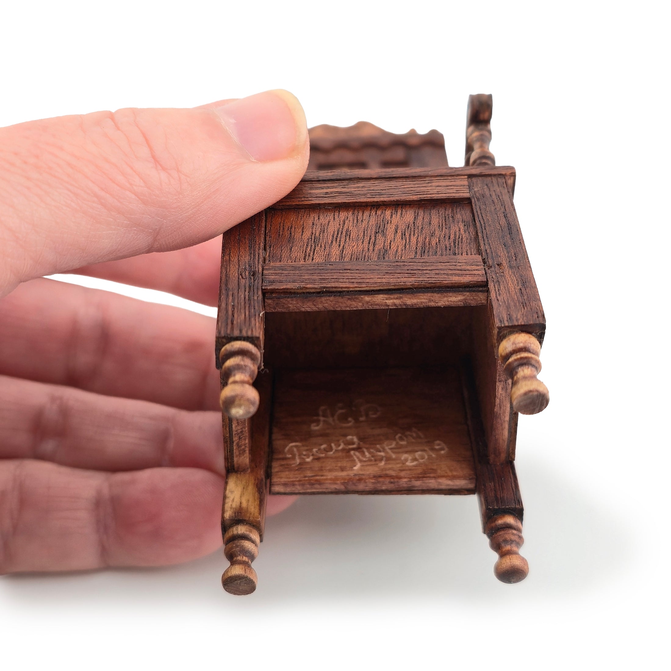 Artisan Carved Tall-Back Tudor Armchair, Signed & Dated 2019