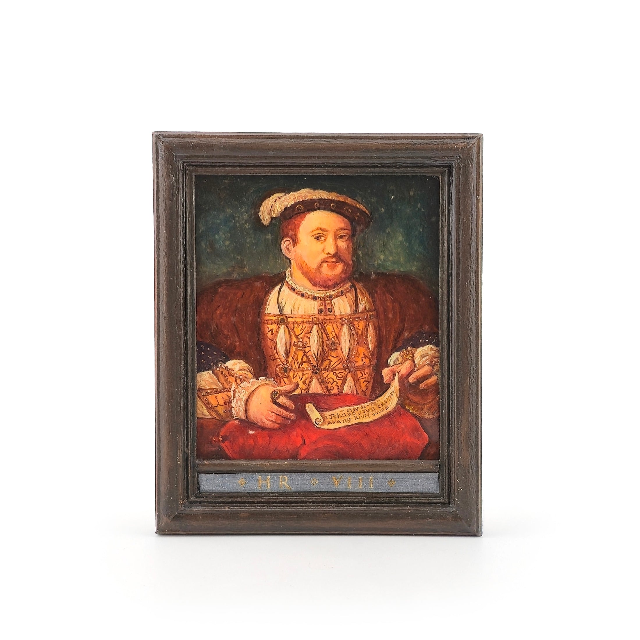 Henry VIII (Henry Regis Octavi) Paul Saltarelli Miniature Oil Portrait After Joos van Cleve