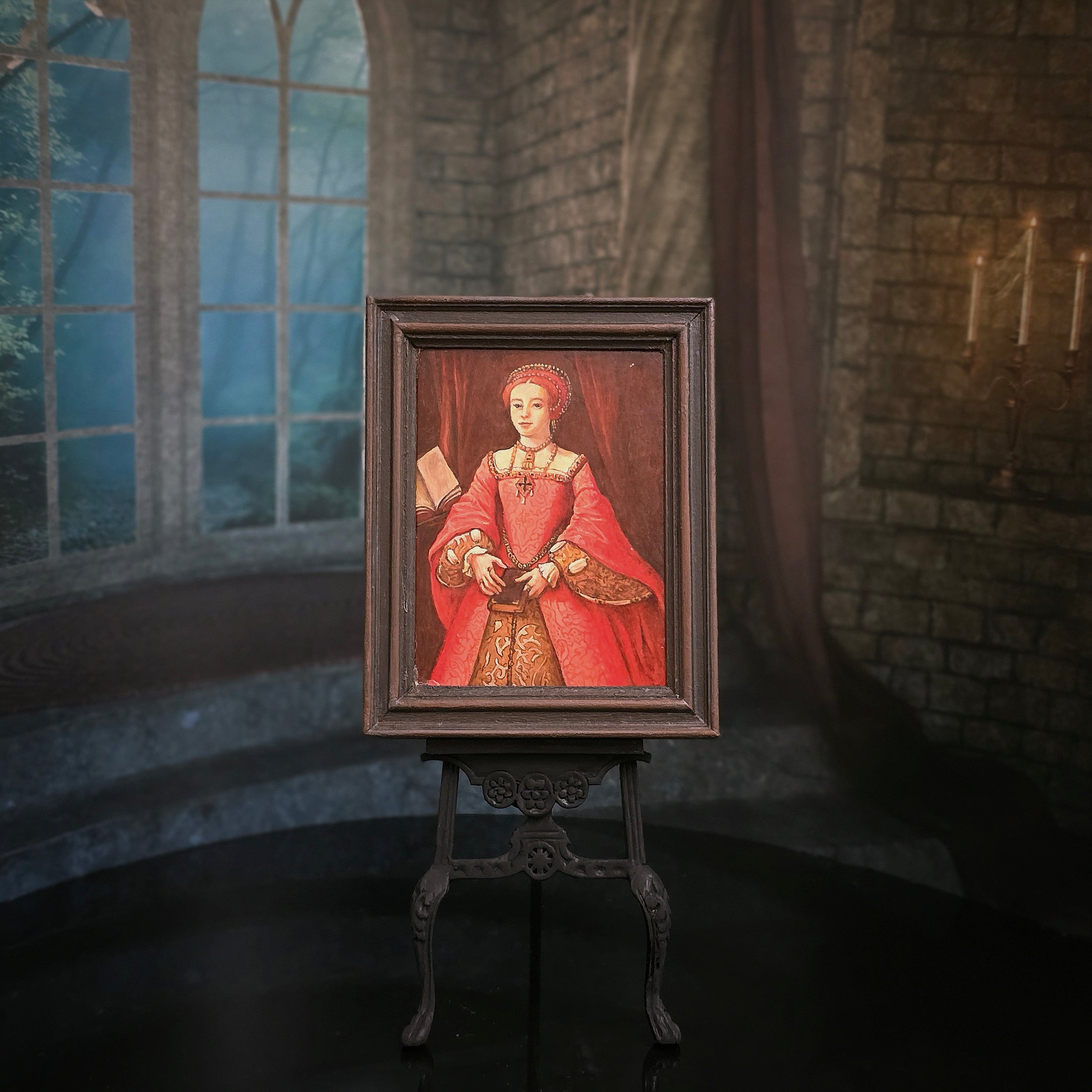 Princess Elizabeth I Miniature Oil Painting by Paul Saltarelli After William Scrots