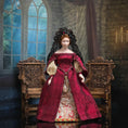 Load image into Gallery viewer, Renaissance Noblewoman Doll in Ruby Red Silk Damask Gown with Black Lace Veil
