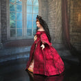 Load image into Gallery viewer, Renaissance Noblewoman Doll in Ruby Red Silk Damask Gown with Black Lace Veil
