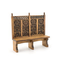 Load image into Gallery viewer, Hand-Carved Tall Back Ministure Wood Bench with Floral Panels & Pierced Crest

