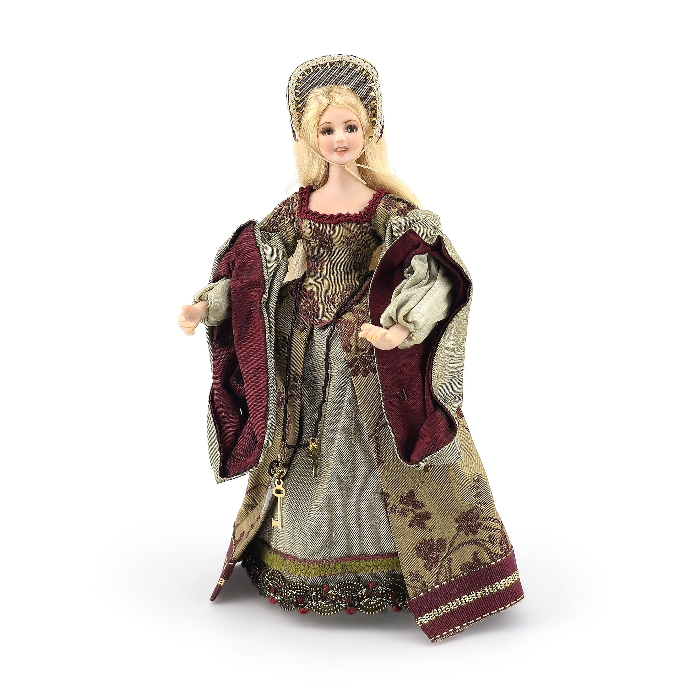 Viola Williams Young Blonde Tudor Lady in Silk Gown with Chatelaine 2003
