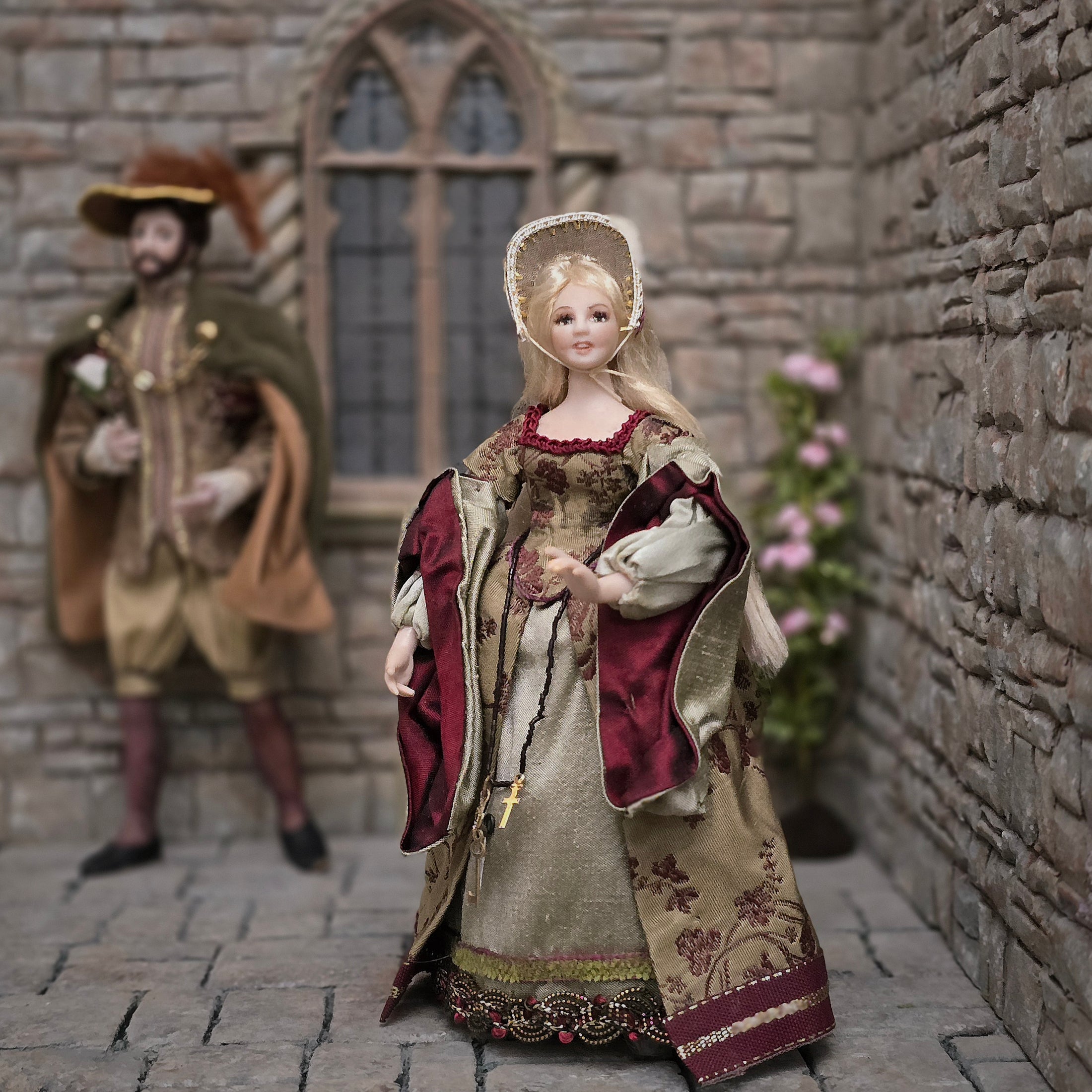 Viola Williams Young Blonde Tudor Lady in Silk Gown with Chatelaine 2003