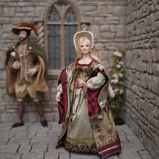 Viola Williams Young Blonde Tudor Lady in Silk Gown with Chatelaine 2003