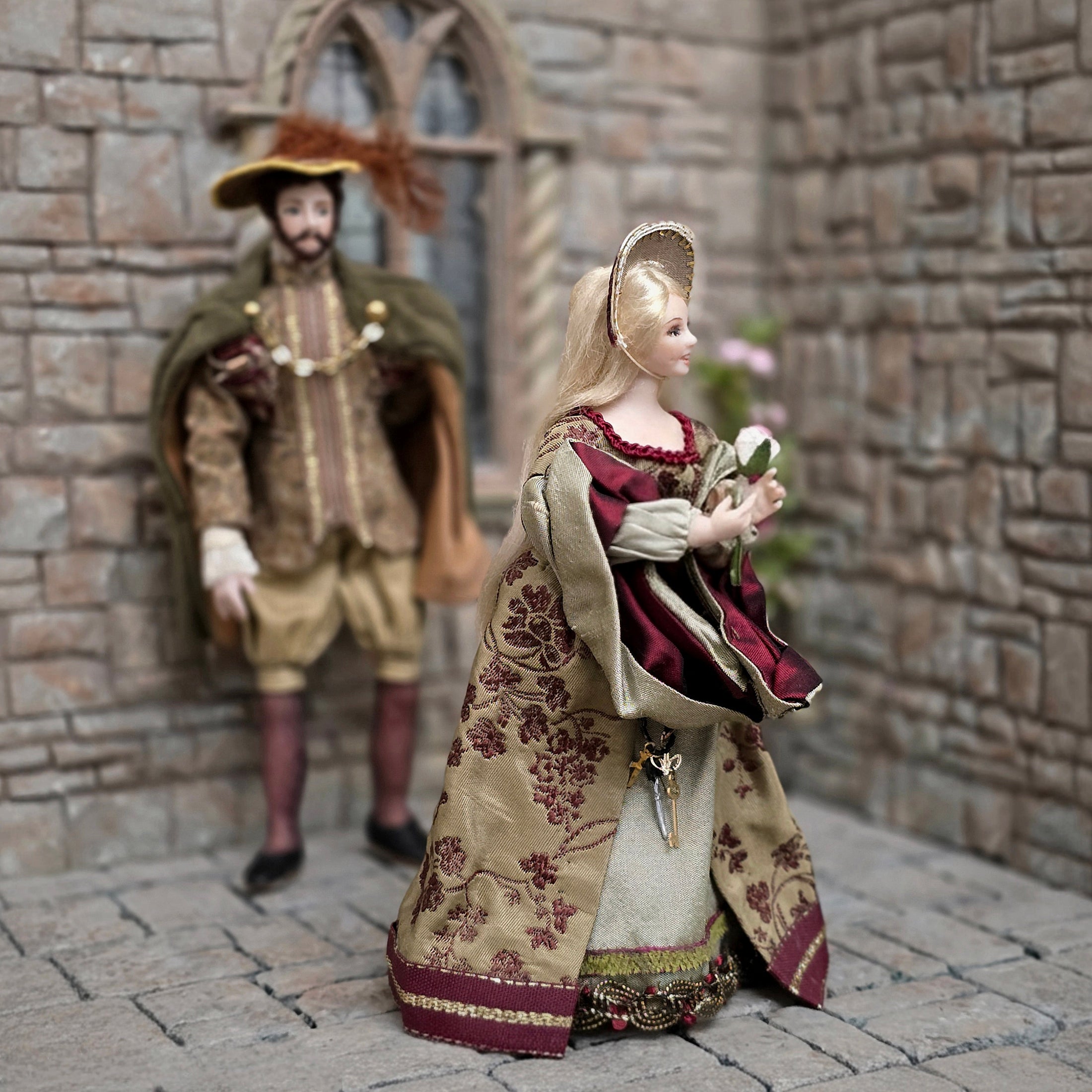Viola Williams Young Blonde Tudor Lady in Silk Gown with Chatelaine 2003