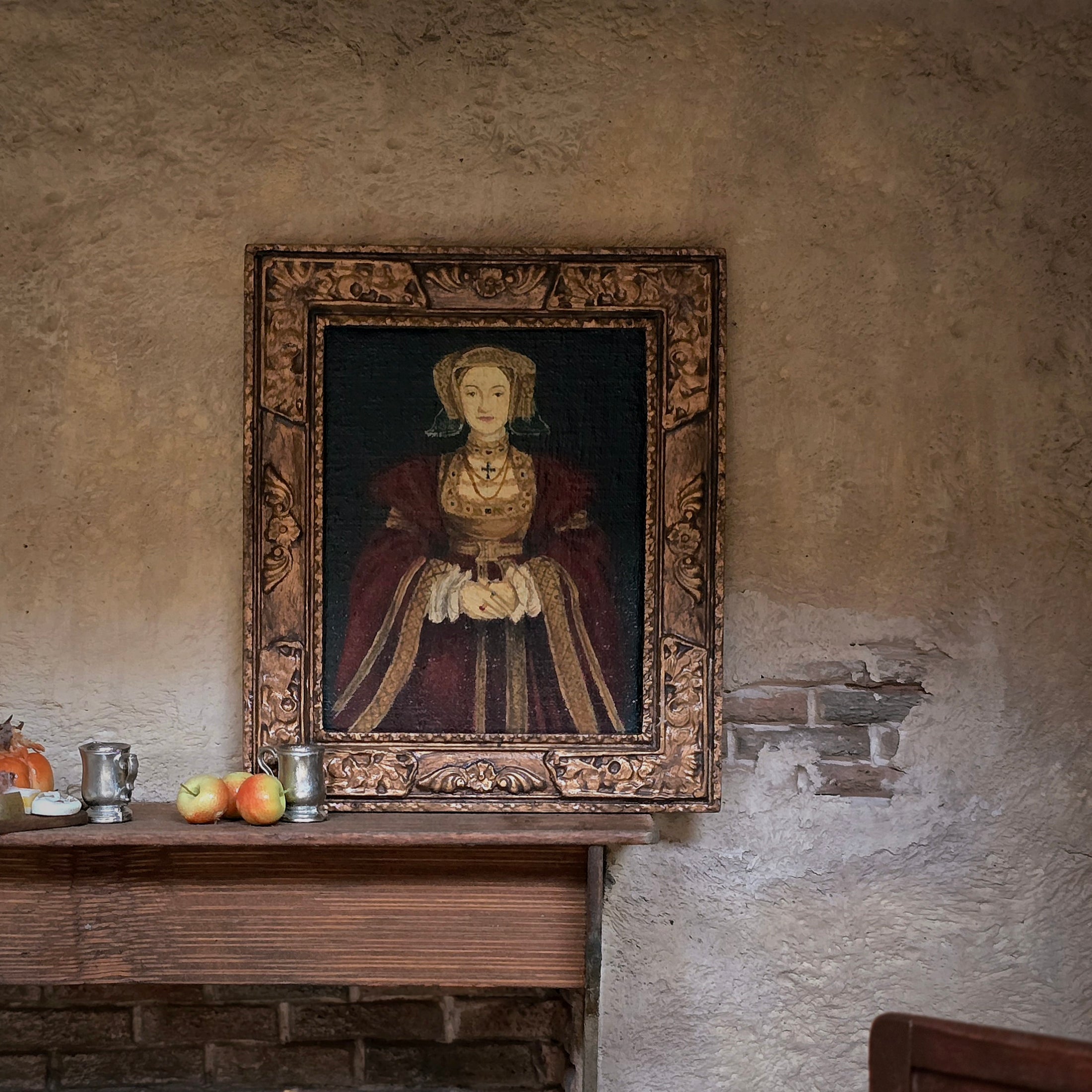 Portrait of Anne of Cleves by Melissa Wyatt Oil Painting After Hans Holbein 1987