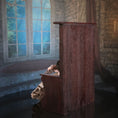 Load image into Gallery viewer, Debbie Vanstone Heverbell Dolls English Tudor Doll Embroidering with Tall-Back Bench
