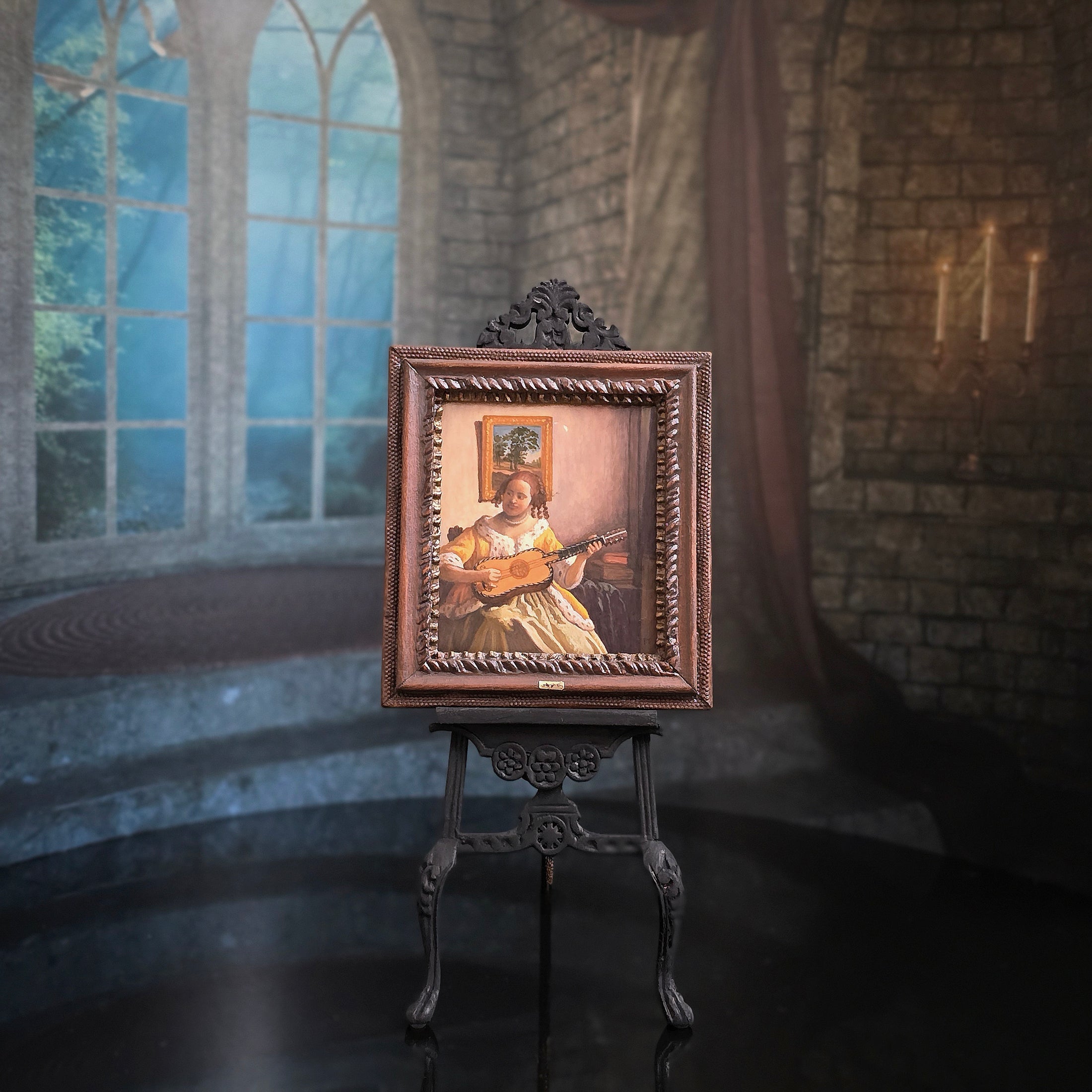 Paul Saltarelli “The Music Lesson” After Vermeer’s The Guitar Player Miniature Painting