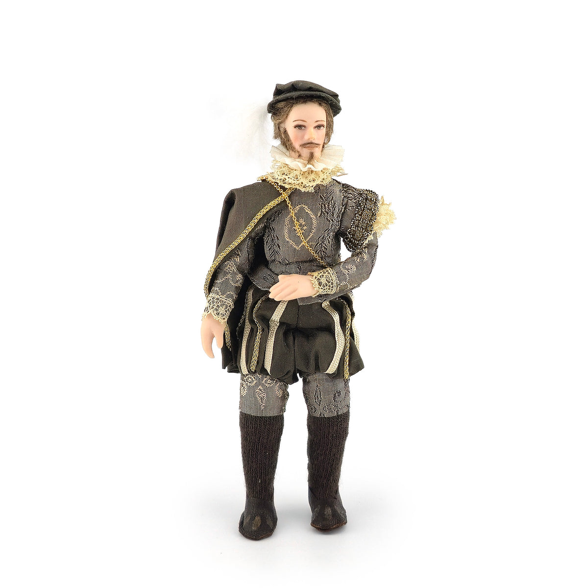 Derdriu Dolls Elizabethan Gentleman in Silk Damask with Ruff Collar 1:12