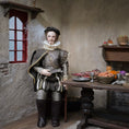 Load image into Gallery viewer, Derdriu Dolls Elizabethan Gentleman in Silk Damask with Ruff Collar 1:12
