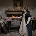 Load image into Gallery viewer, Artisan Tudor Lady Doll in Hand-Embroidered Kirtle & Black Loose Gown
