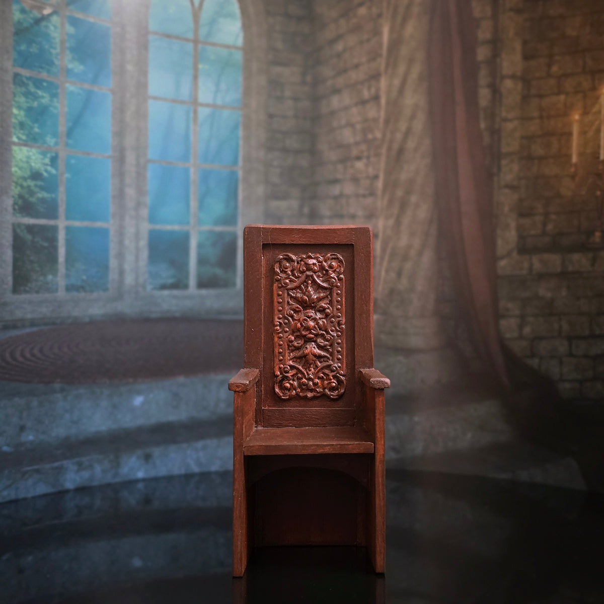 Mark Roberts Signed Gothic High-Back Hand Carved Medieval Throne Chair