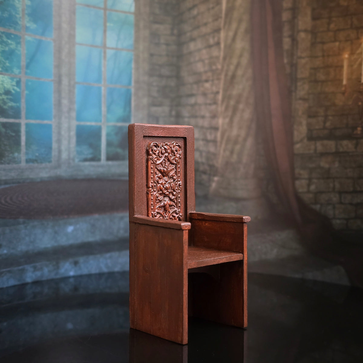Mark Roberts Signed Gothic High-Back Hand Carved Medieval Throne Chair