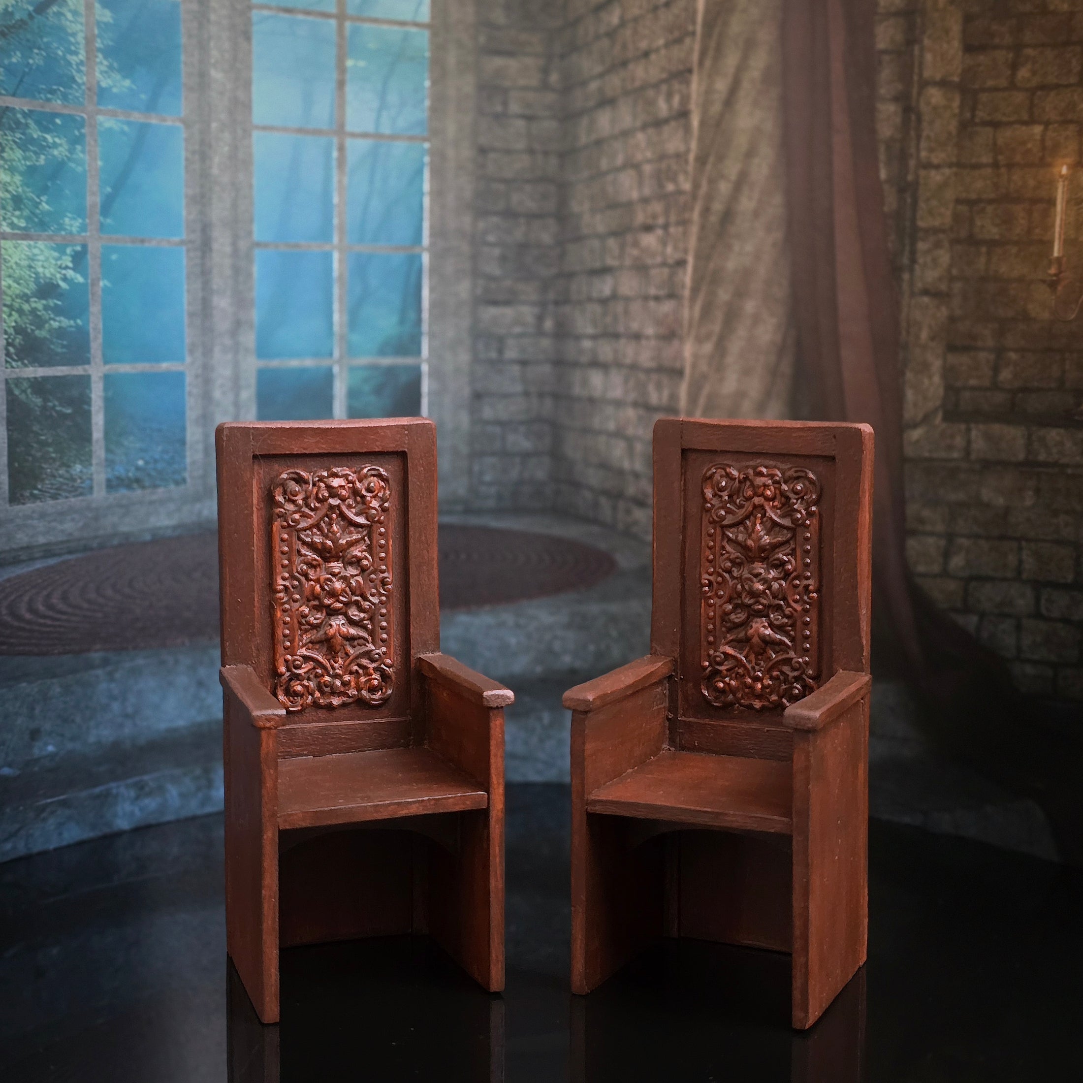 Mark Roberts Signed Gothic High-Back Hand Carved Medieval Throne Chair