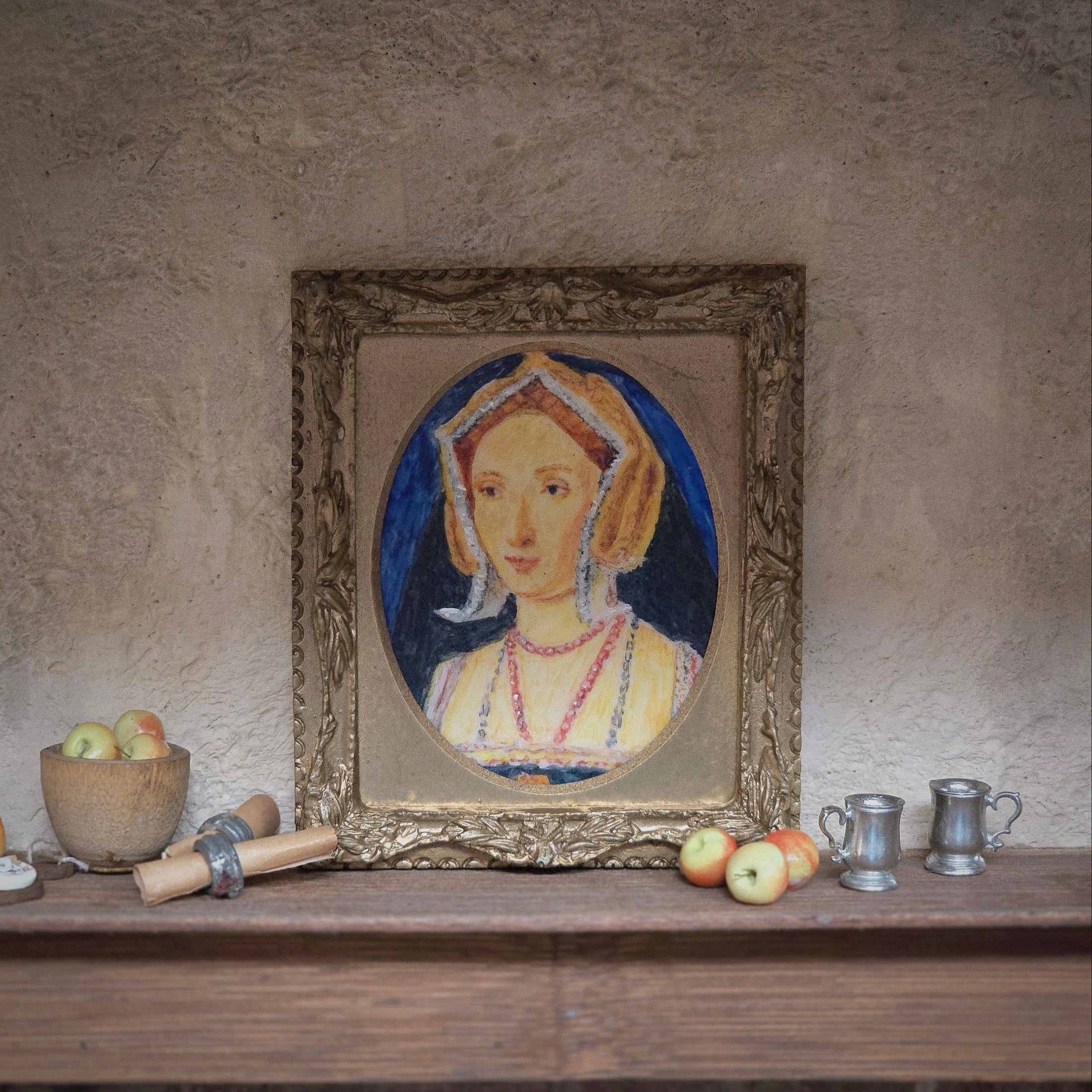 Marion Tucker “Portrait of Anne Boleyn” After Lucas Horenbout Dollhouse Painting