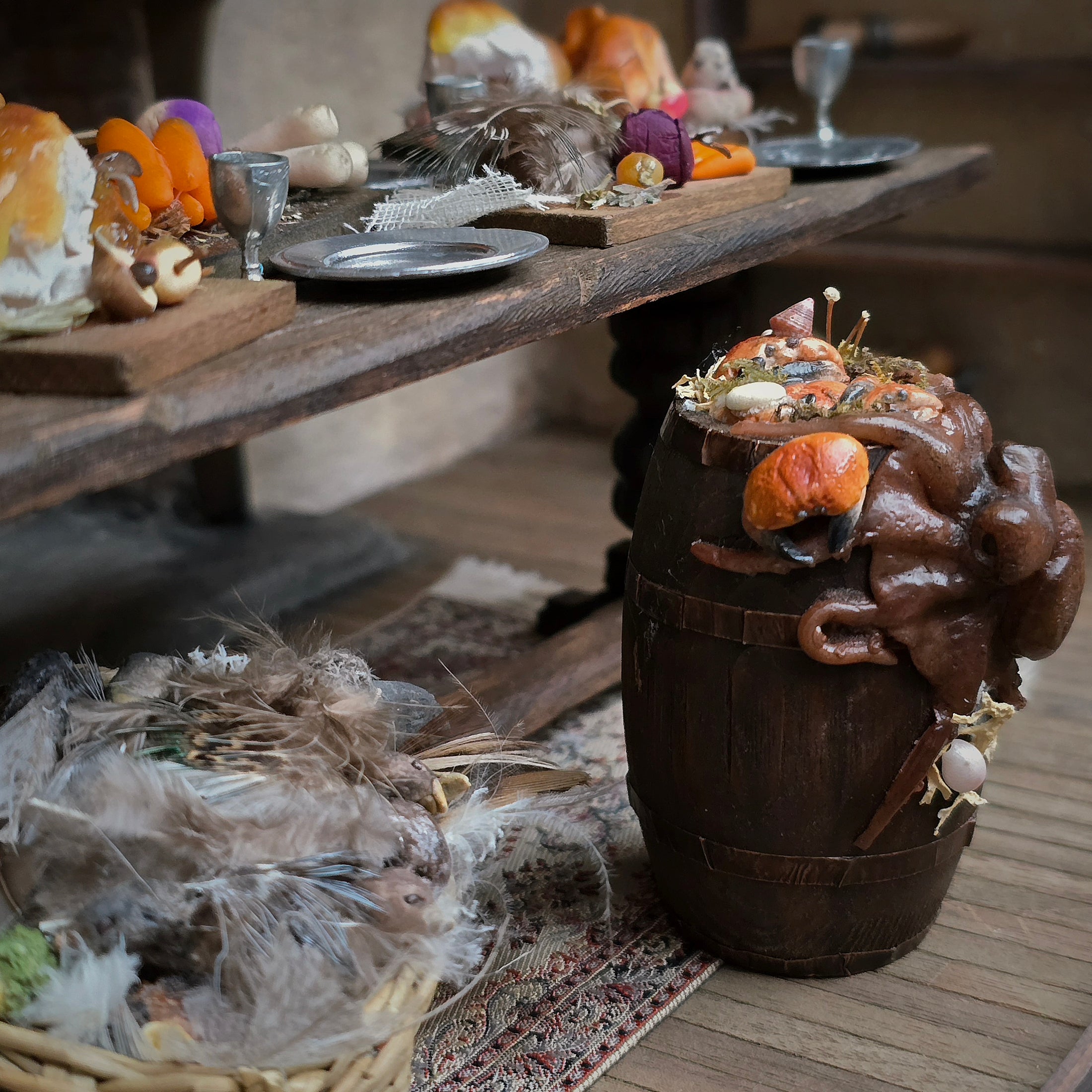 Dawn Lefley 8-Piece Tudor Medieval Feast Food Set with Game, Vegetables & Provisions