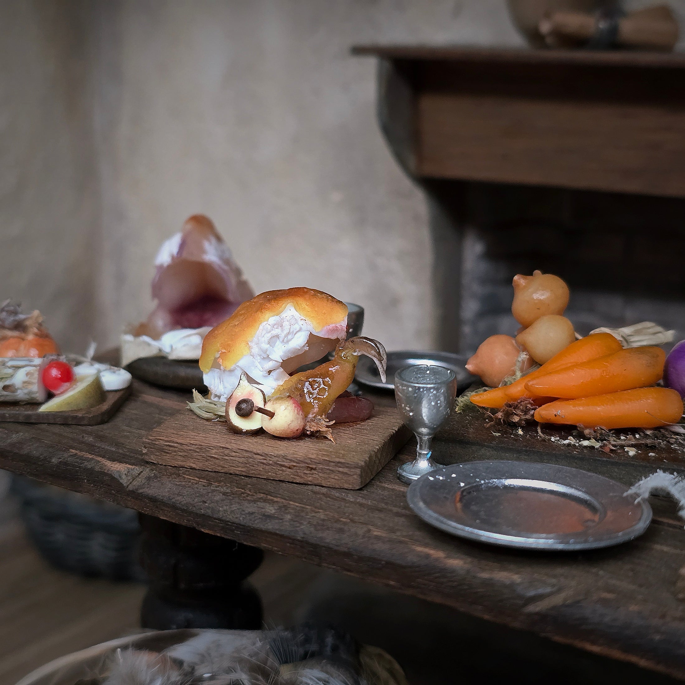 Dawn Lefley 8-Piece Tudor Medieval Feast Food Set with Game, Vegetables & Provisions