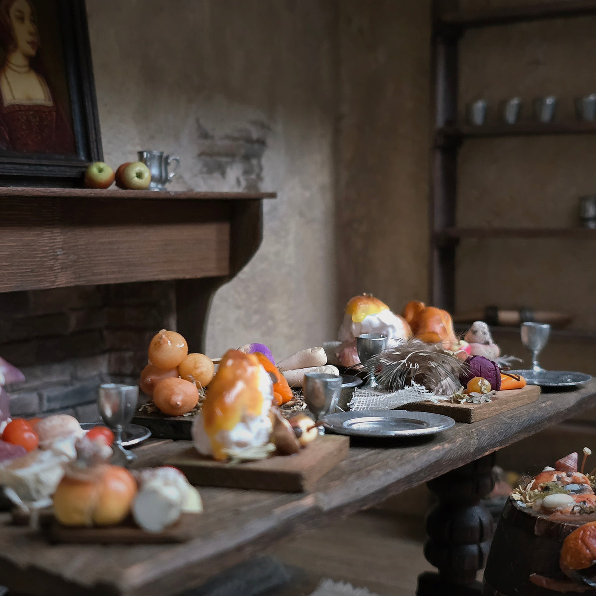 Dawn Lefley 8-Piece Tudor Medieval Feast Food Set with Game, Vegetables & Provisions