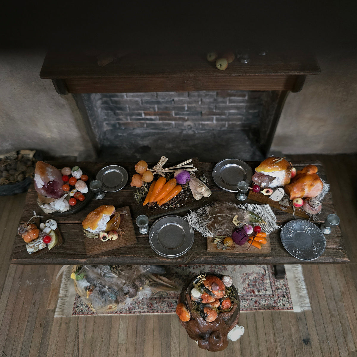 Dawn Lefley 8-Piece Tudor Medieval Feast Food Set with Game, Vegetables & Provisions