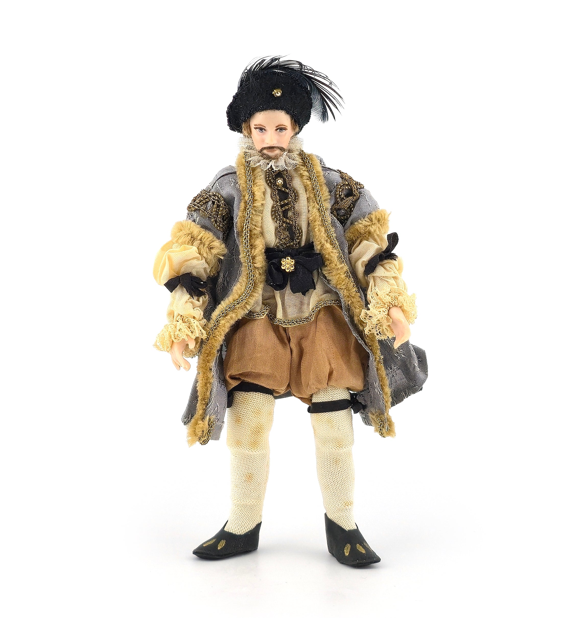 Derdriu Dolls OOAK Tudor Gentleman Porcelain Dollhouse Doll, Poseable