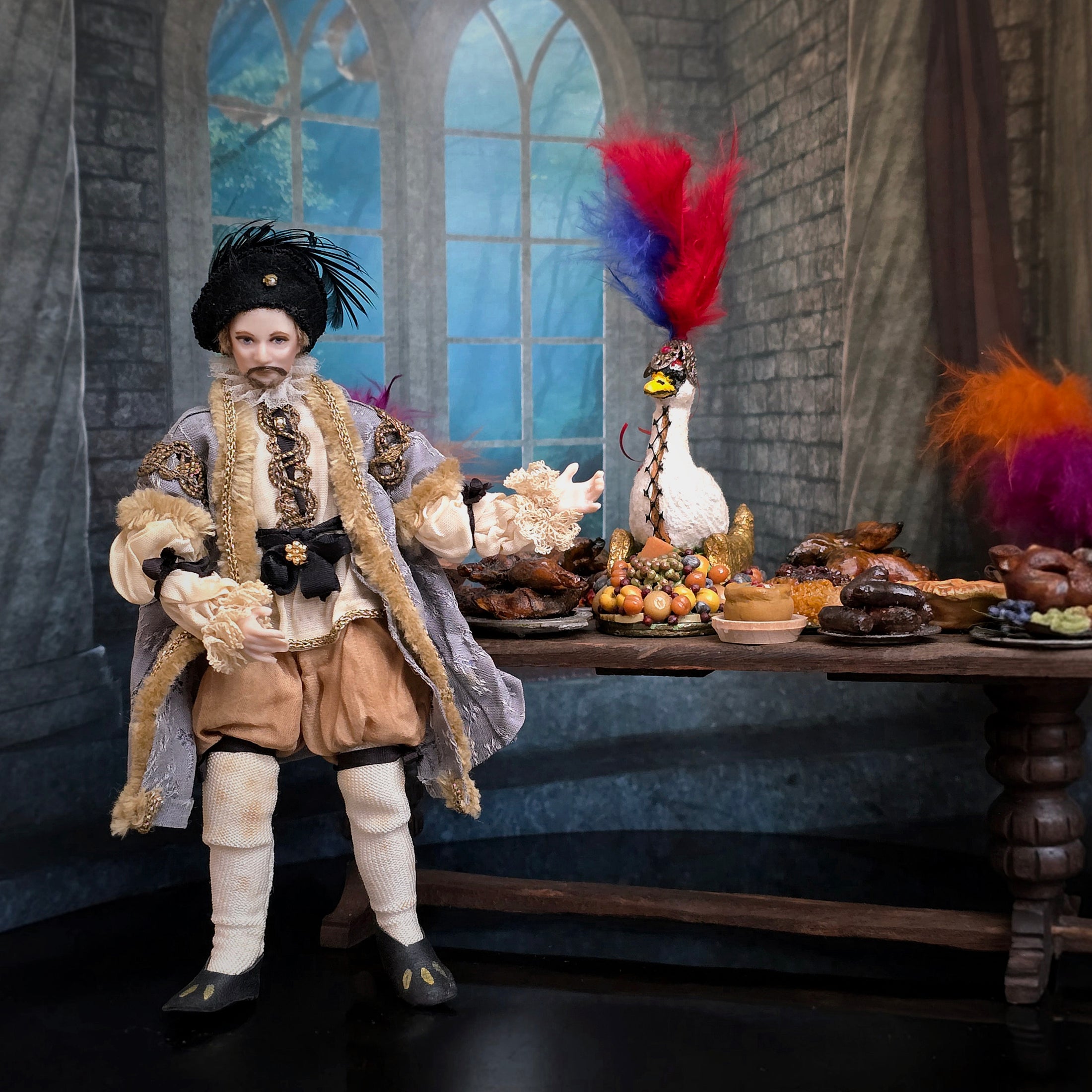 Gramarye Keep Roasted Swan Tudor Feast Centerpiece by Val Adams