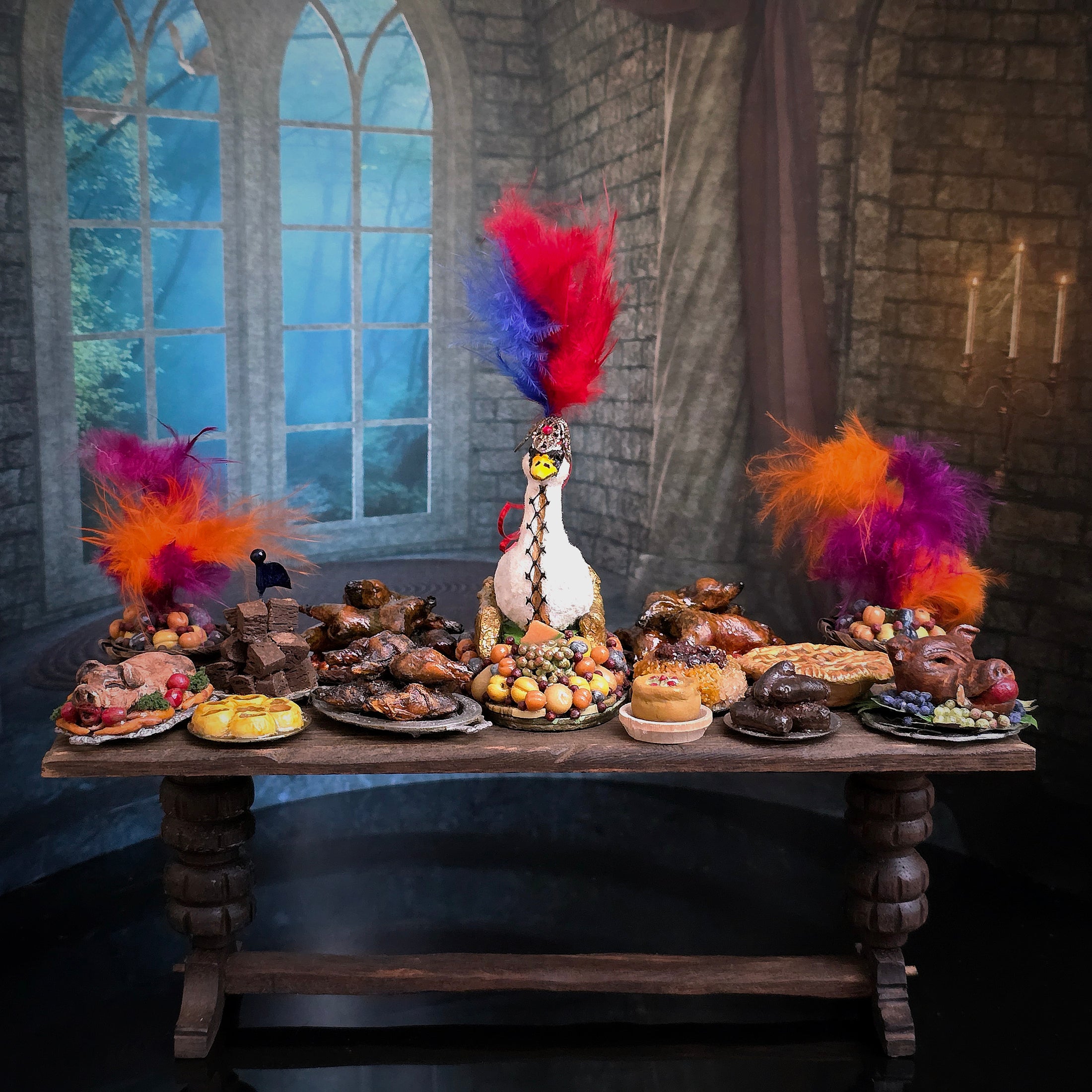 Gramarye Keep Roasted Swan Tudor Feast Centerpiece by Val Adams