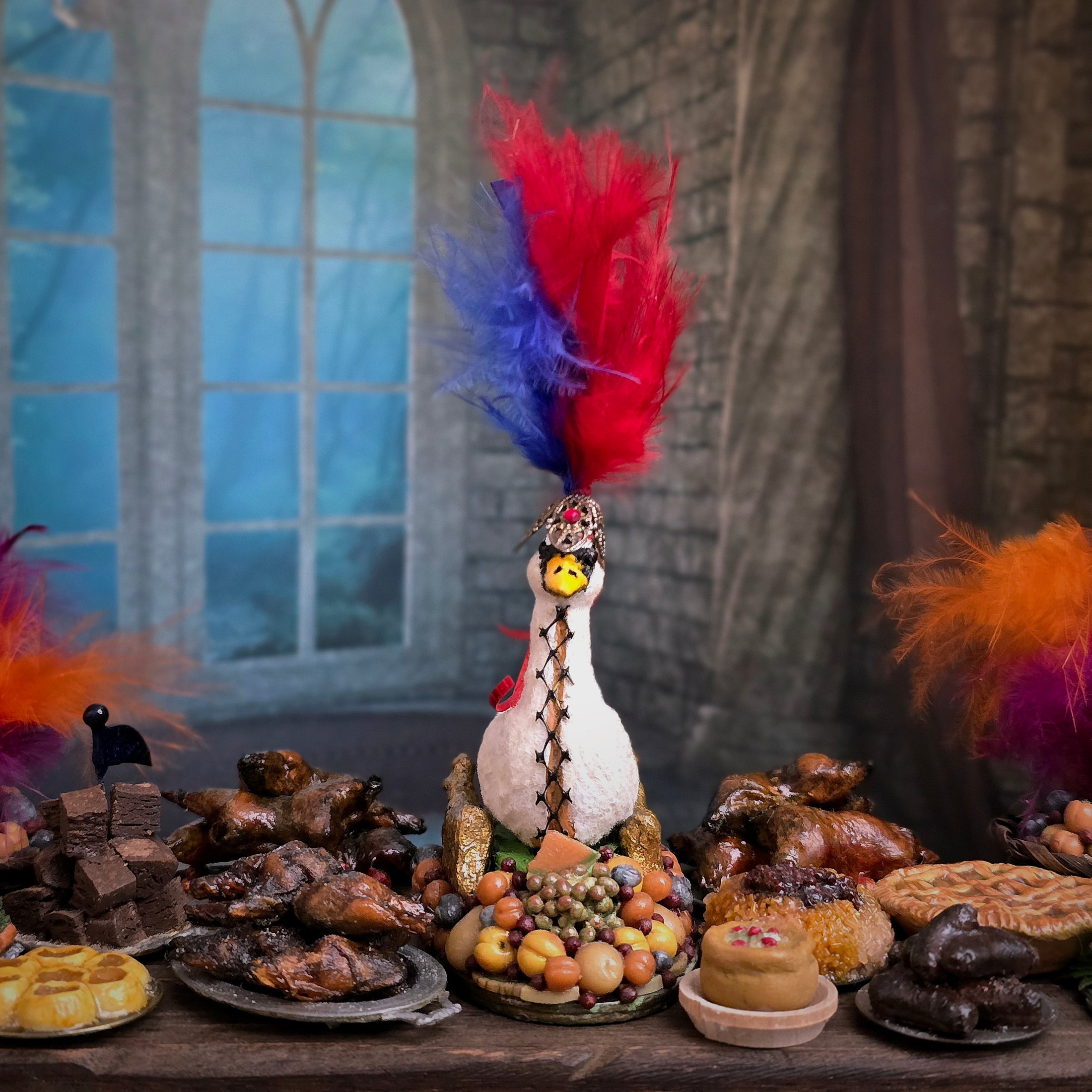 Gramarye Keep Roasted Swan Tudor Feast Centerpiece by Val Adams