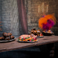 Load image into Gallery viewer, Val Adams Gramarye Keep Roasted Pig with Vegetables on Pewter Platter Tudor Miniature
