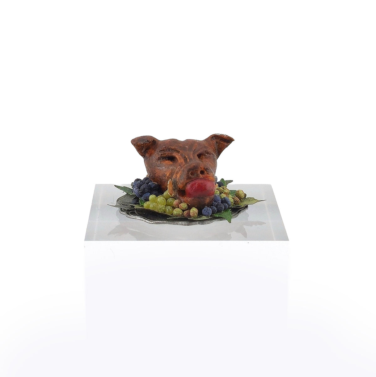 Val Adams Gramarye Keep Roasted Pig Head with Grapes Tudor Feast Miniature