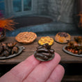 Load image into Gallery viewer, Val Adams Gramarye Keep Blood Sausages on Pewter Plate Tudor Food Miniature
