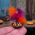Load image into Gallery viewer, Val Adams Gramarye Keep Colorful Feathered Fruit Basket Tudor Banquet Centerpiece
