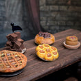 Load image into Gallery viewer, Val Adams Gramarye Keep Tudor Chewitt Meat Pies on Pewter Platter 1:12 Scale
