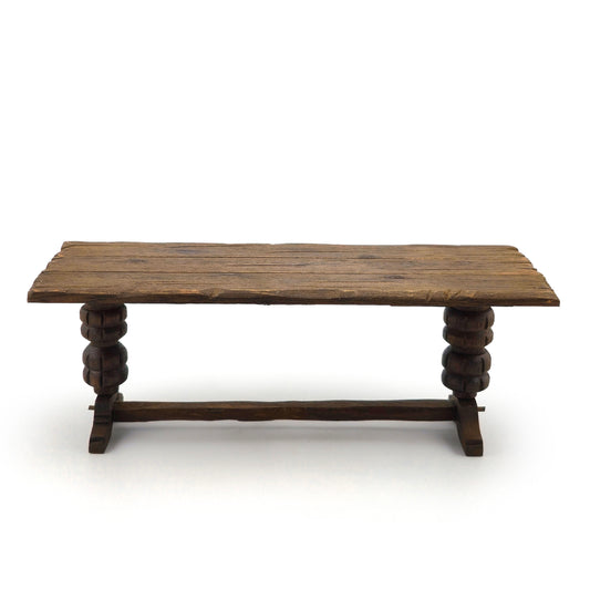 RARE Dave Williams Rustic Tudor Plank Trestle Table from 500-Year-Old Cottage Wood