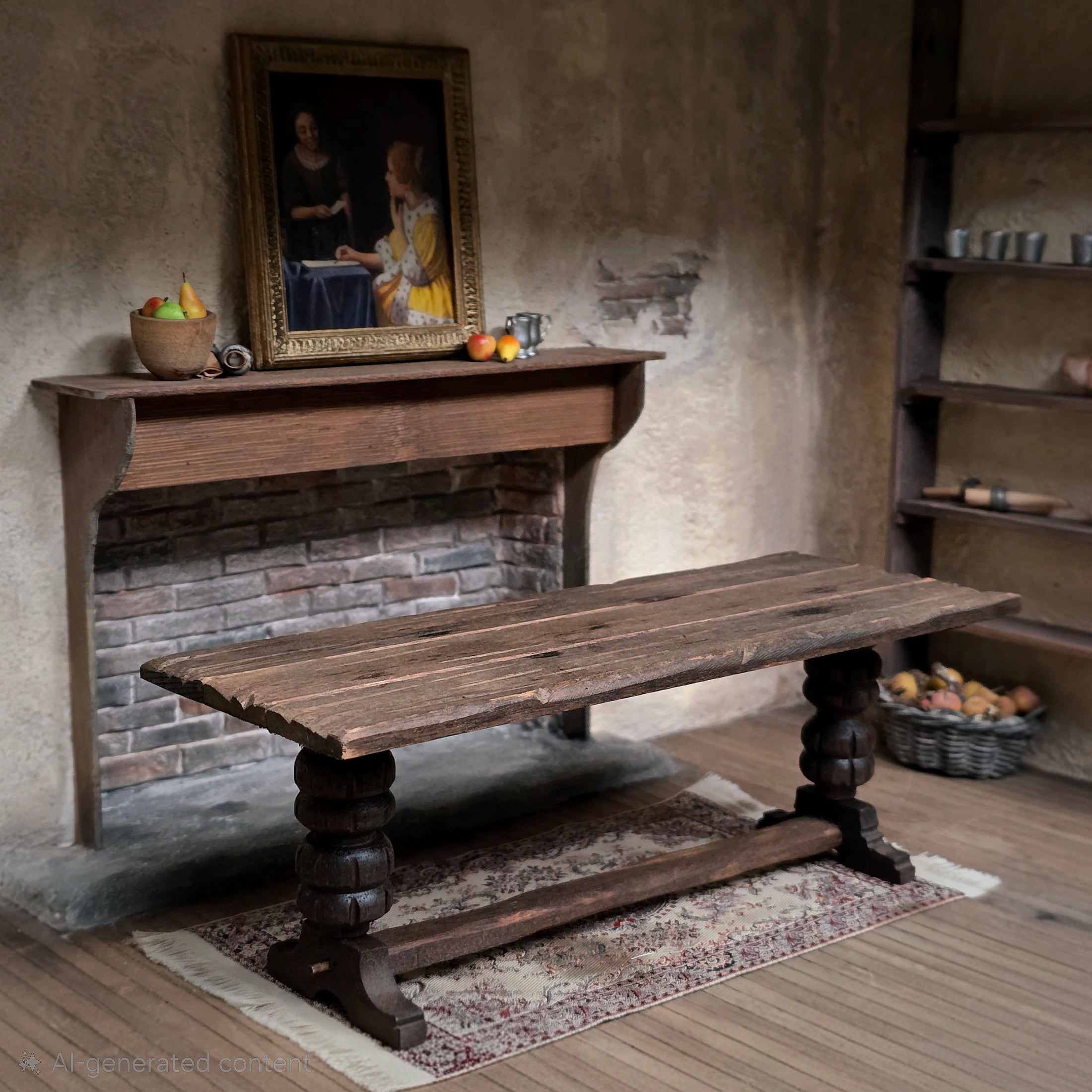 RARE Dave Williams Rustic Tudor Plank Trestle Table from 500-Year-Old Cottage Wood