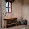 Load image into Gallery viewer, Tudor Gothic Carved Wooden Coffer Storage Chest with Hinged Lid 1:12 Scale
