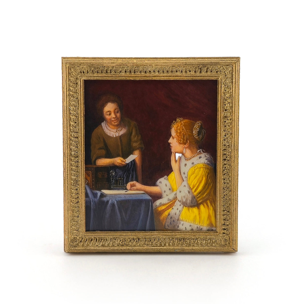 Mistress and Maid After Johannes Vermeer Original Paul Saltarelli Miniature Painting