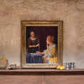 Load image into Gallery viewer, Mistress and Maid After Johannes Vermeer Original Paul Saltarelli Miniature Painting

