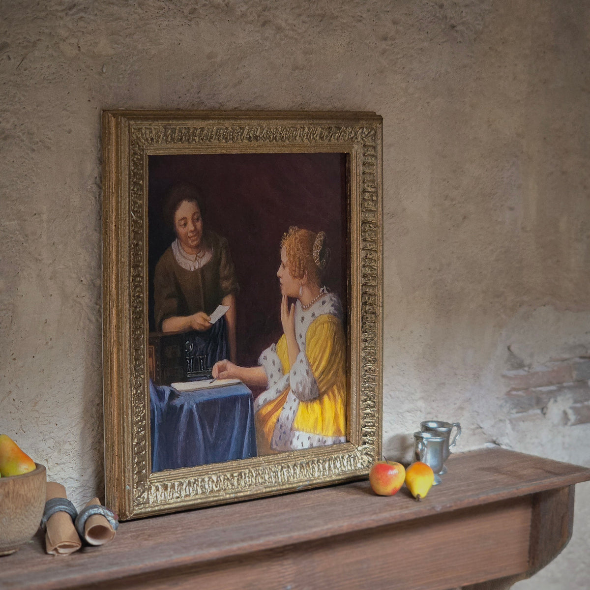 Mistress and Maid After Johannes Vermeer Original Paul Saltarelli Miniature Painting