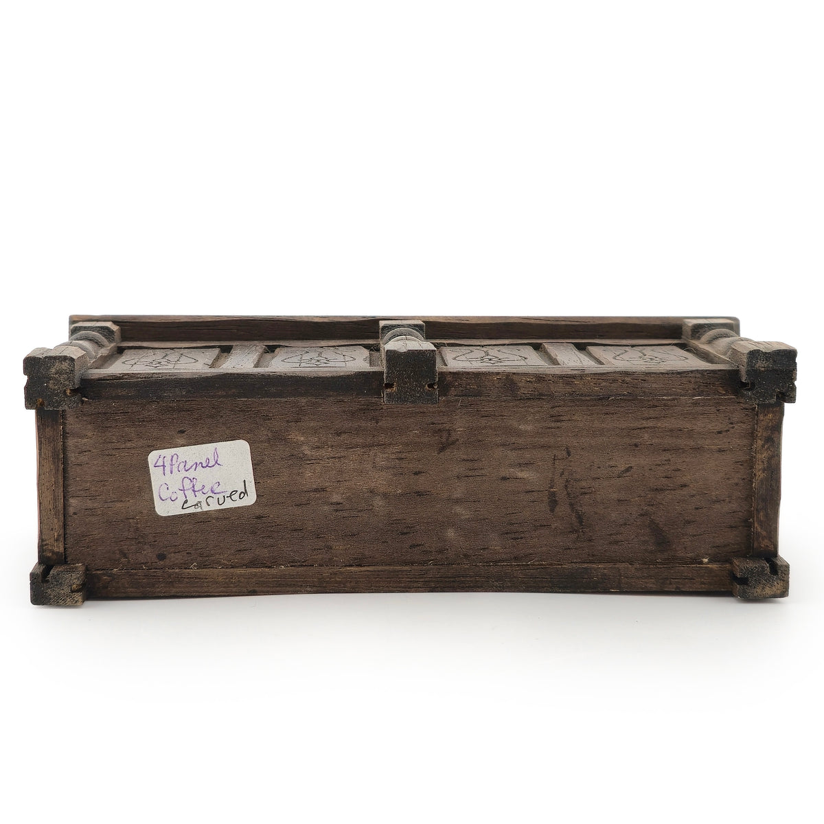 Tudor-Style Four-Panel Wooden Coffer Blanket Chest with Hinged Lid – 1:12 Scale